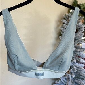 SKIMS Cotton Rib Plunge Bralette‎ Mineral NWT size XL
